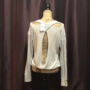 Forever 21 NWT Long Sleeve Grey Open Back Top
